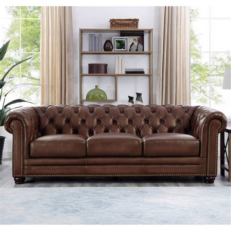 +3 Colors. . Allington top grain leather sofa  brown
